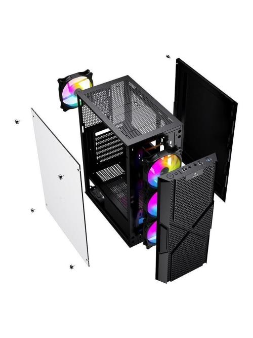 GAMEBOOSTER GB-PW908B 650W USB 3.0, ATX Mesh, Fixed 4xRGB Fan, Siyah Kasa 